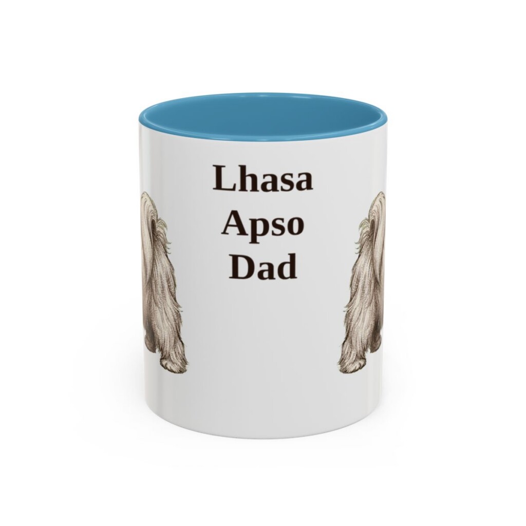 11oz Lhasa Apso Dog Dad Mug, Light Blue, front view