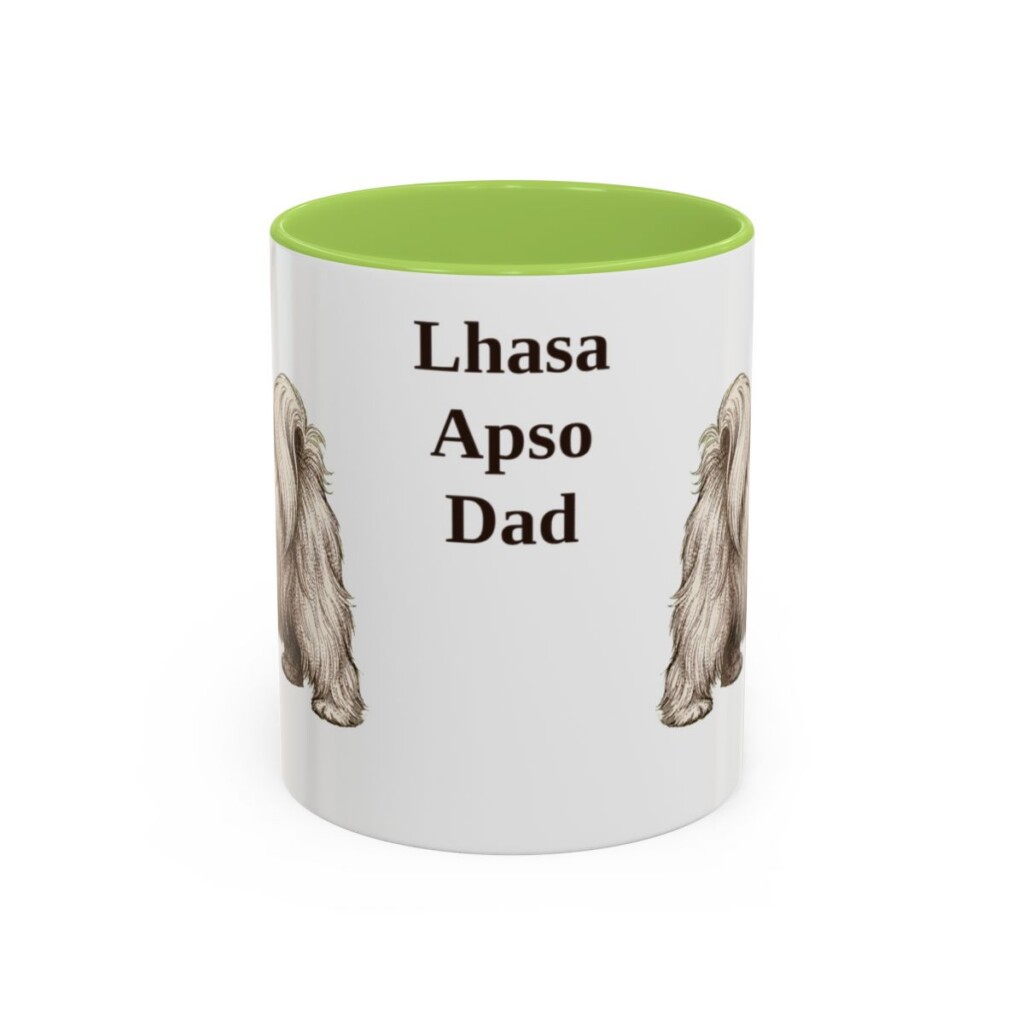 11oz Lhasa Apso Dog Dad Mug, Light Green, front view