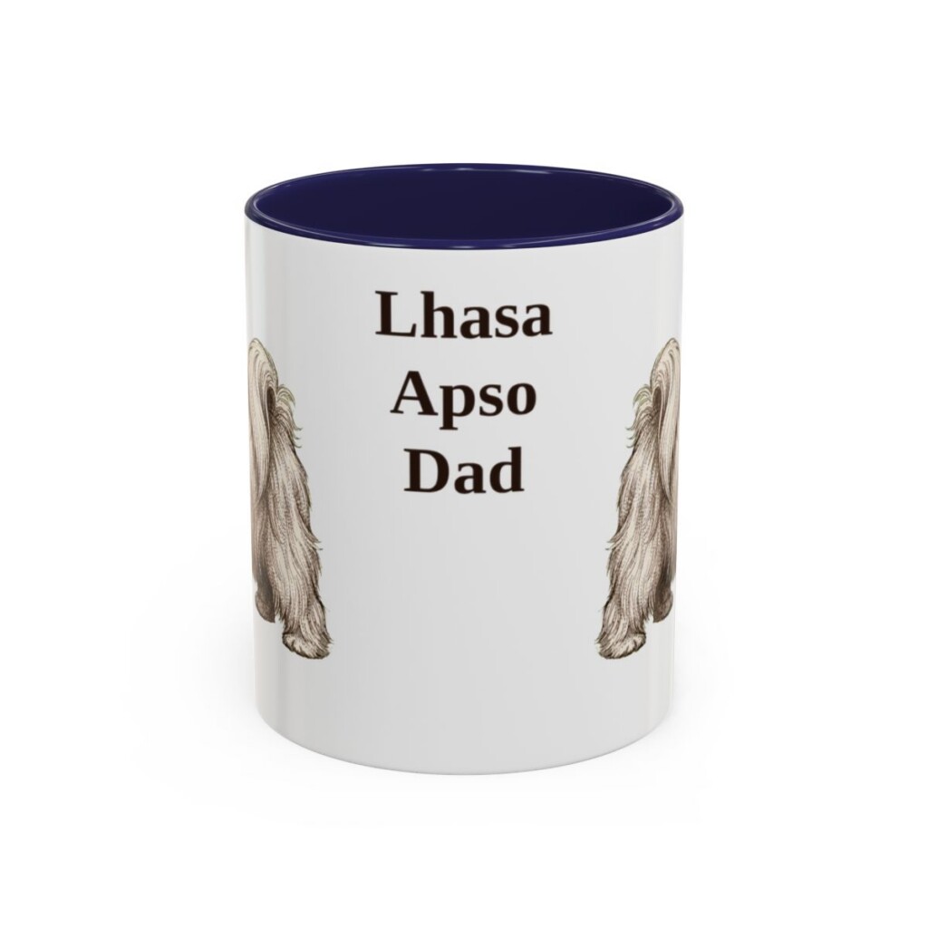 11oz Lhasa Apso Dog Dad Mug, Navy, front view