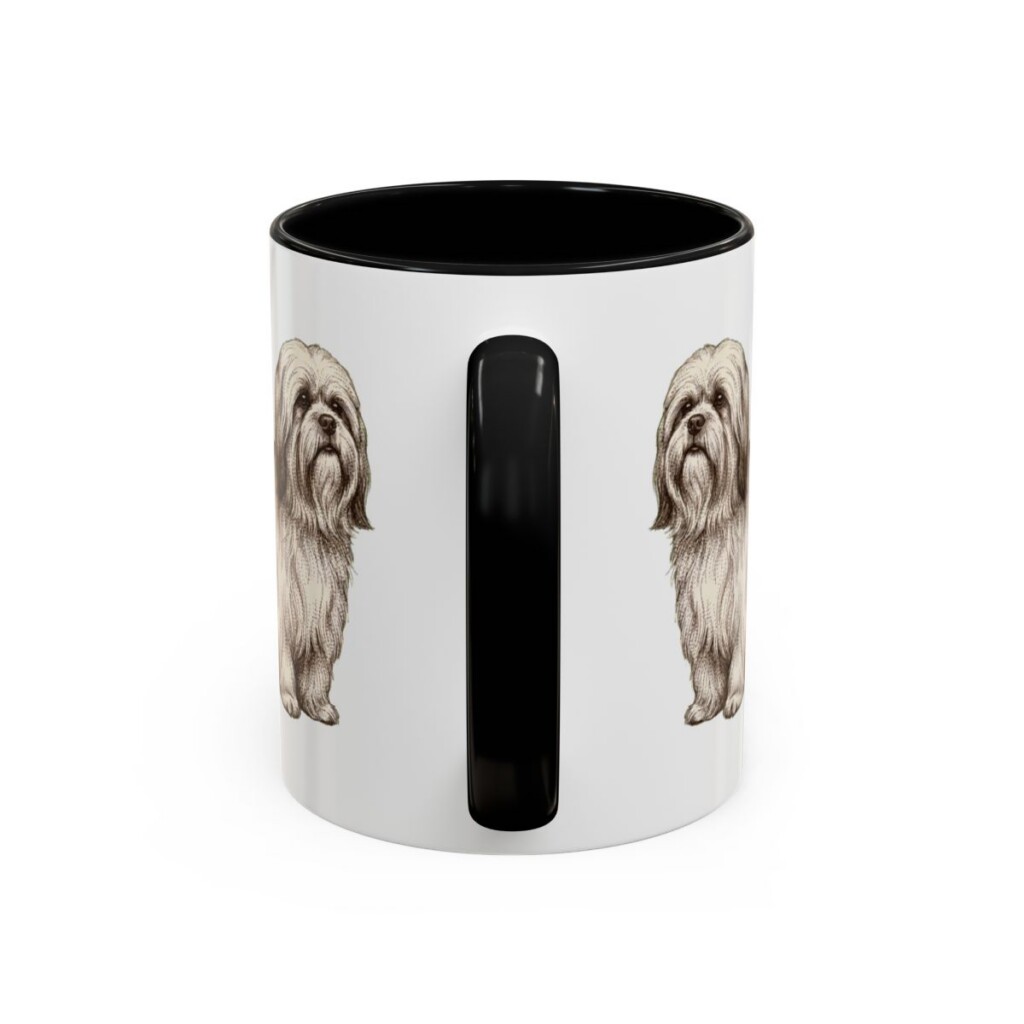 11oz Funny Lhasa Apso Mug, Black, back view
