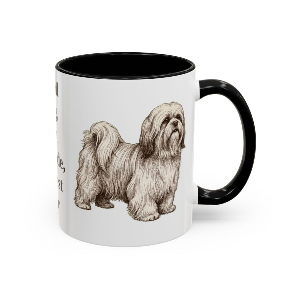 11oz Funny Lhasa Apso Mug, Black, right side view