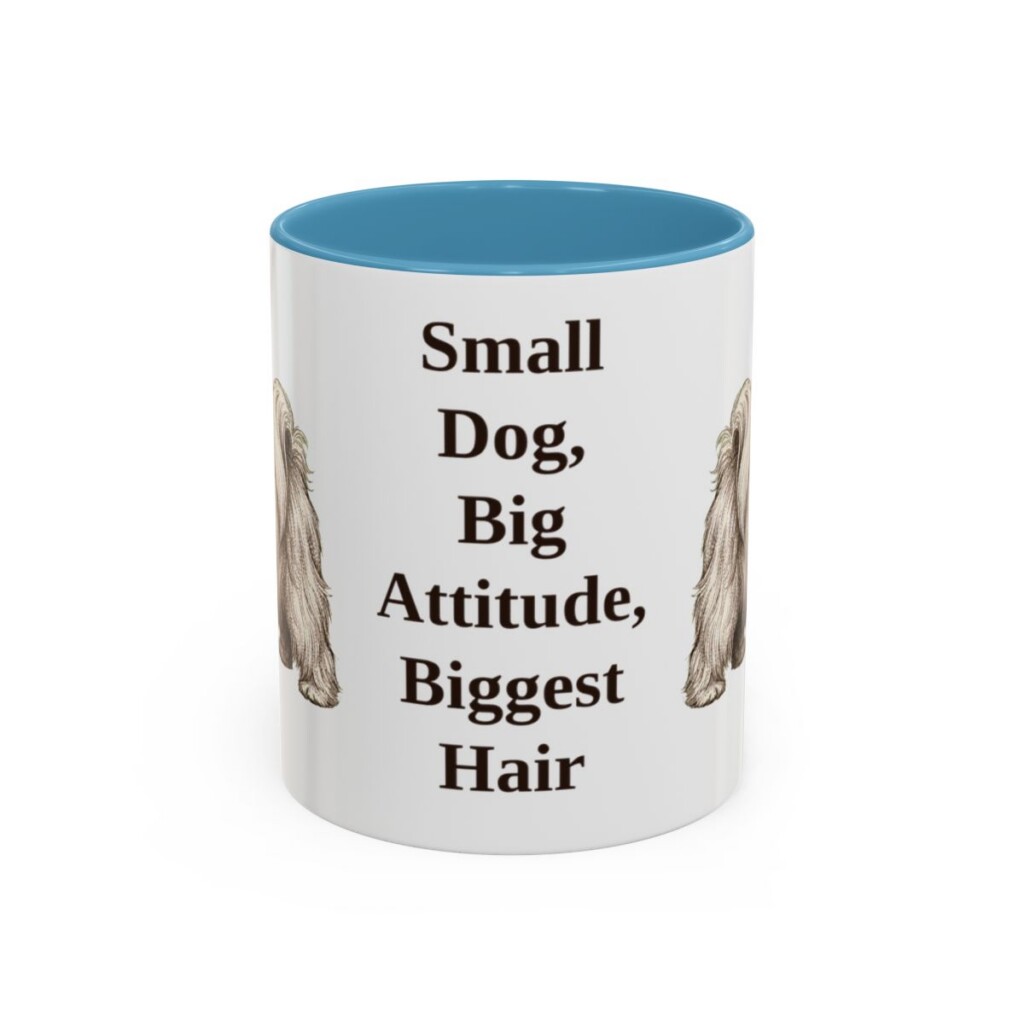 11oz Funny Lhasa Apso Mug, Light Blue, front view