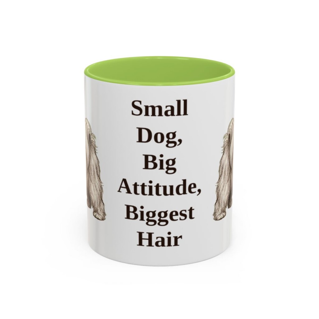 11oz Funny Lhasa Apso Mug, Light Green, front view