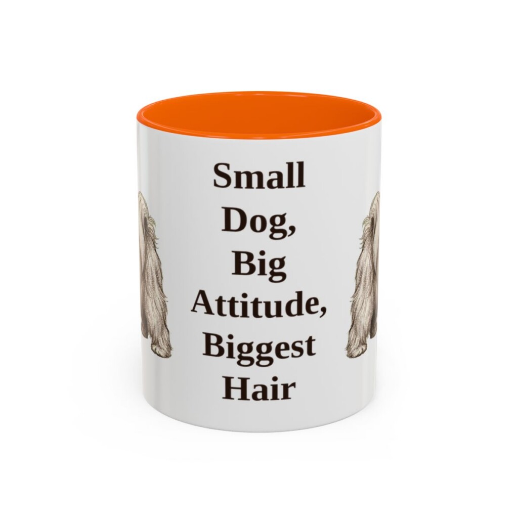 11oz Funny Lhasa Apso Mug, Orange, front view