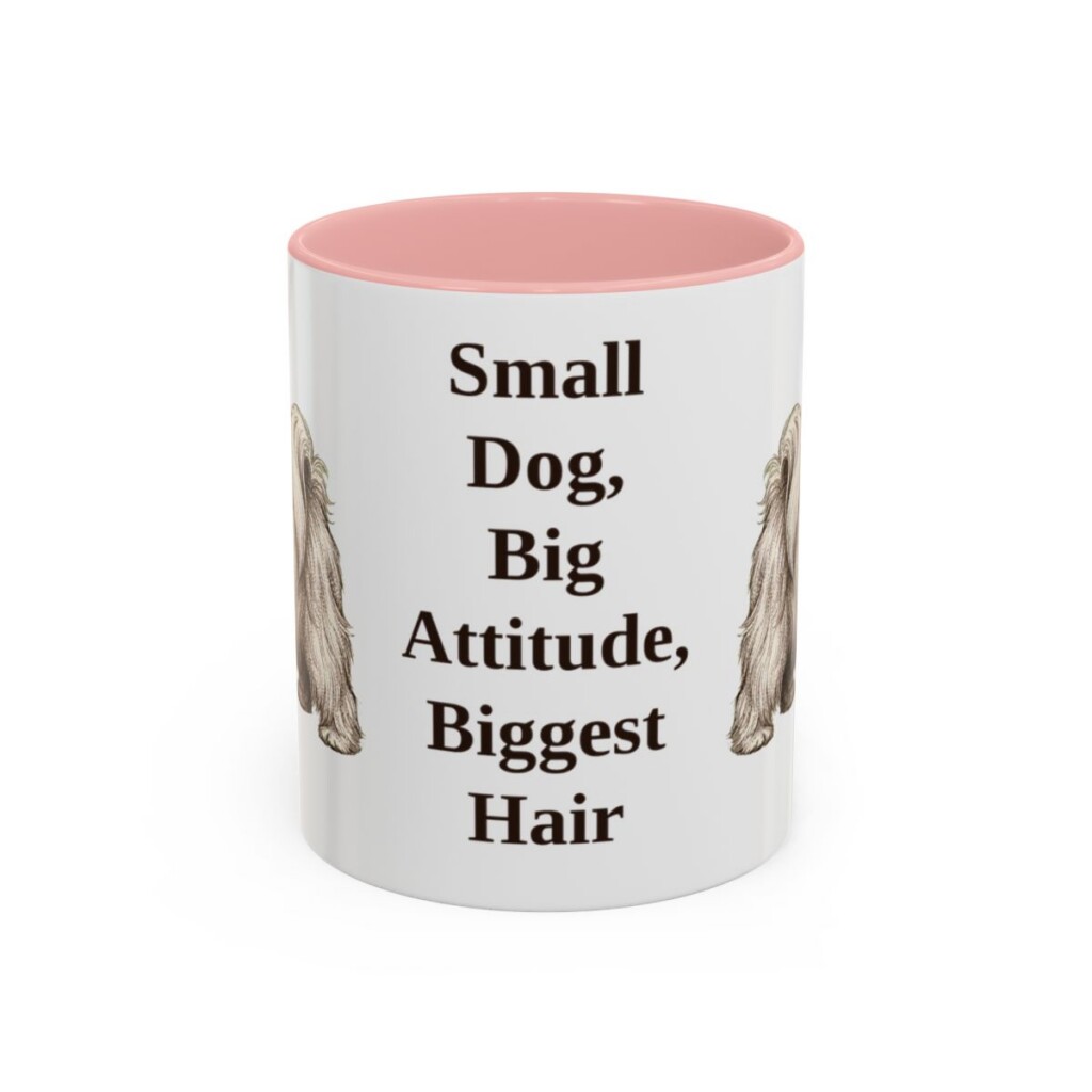 11oz Funny Lhasa Apso Mug, Pink, front view