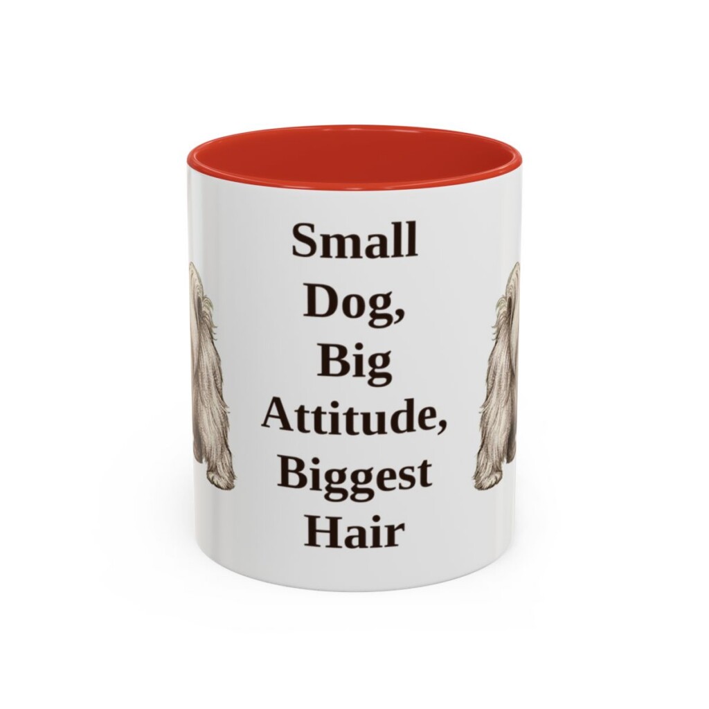 11oz Funny Lhasa Apso Mug, Red, front view