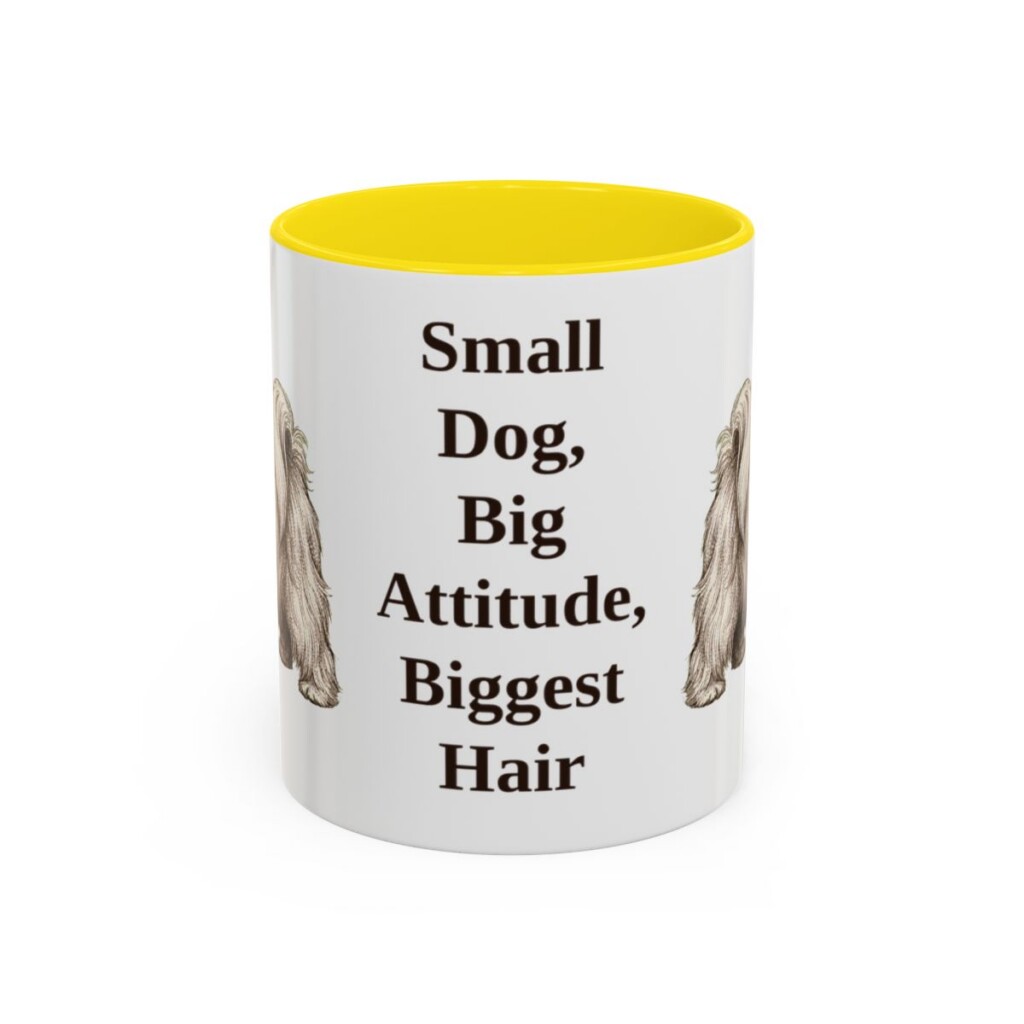 11oz Funny Lhasa Apso Mug, Yellow, front view