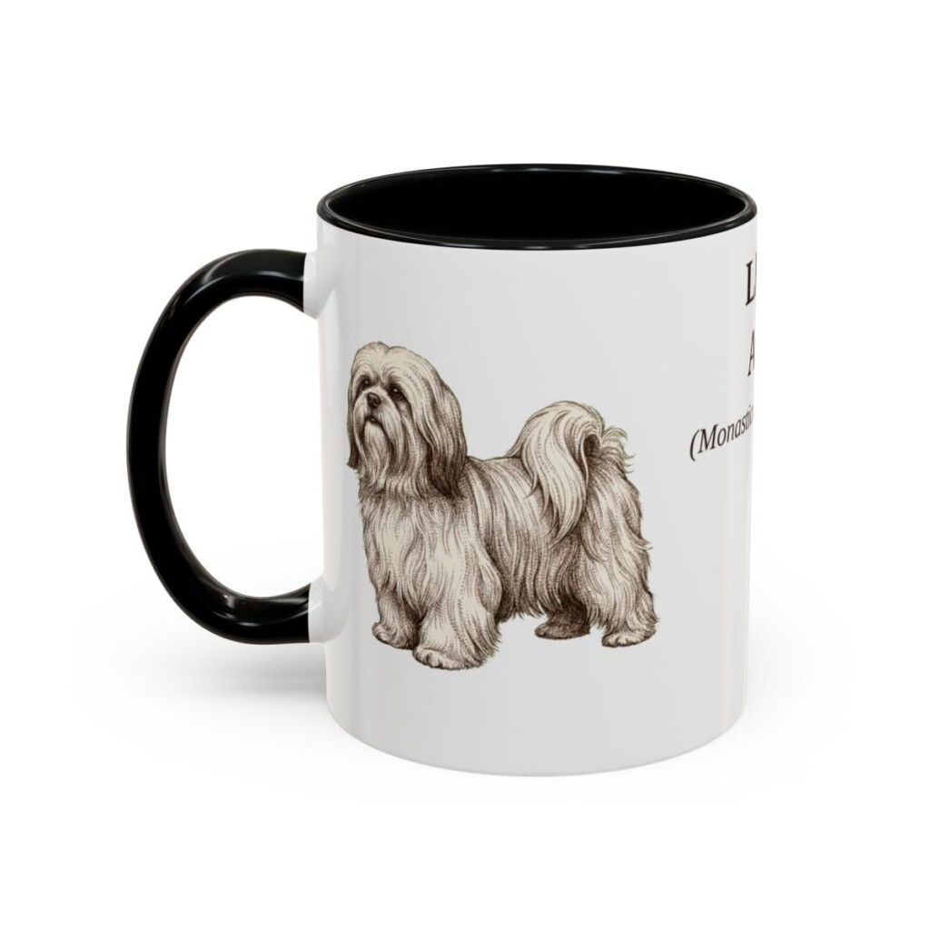 11oz Lhasa Apso Latin Mug, Black, left side view