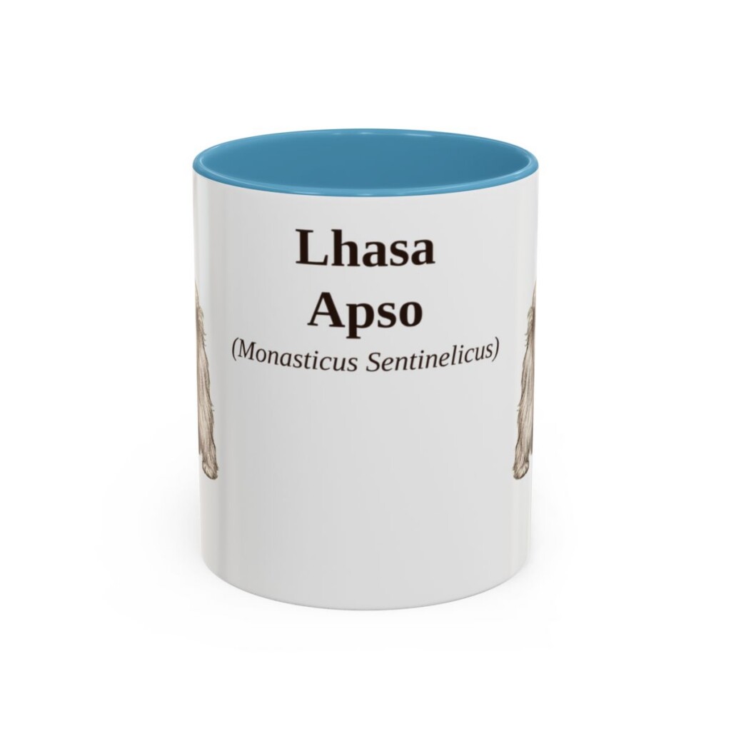 11oz Lhasa Apso Latin Mug, Light Blue, front view