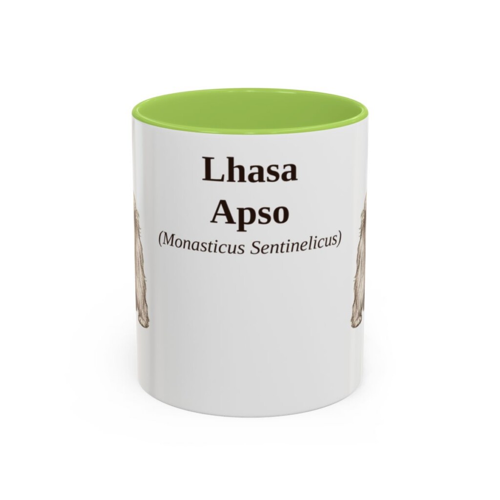 11oz Lhasa Apso Latin Mug, Light Green, front view