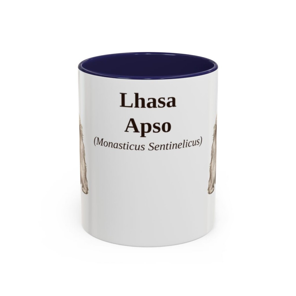 11oz Lhasa Apso Latin Mug, Navy, front view
