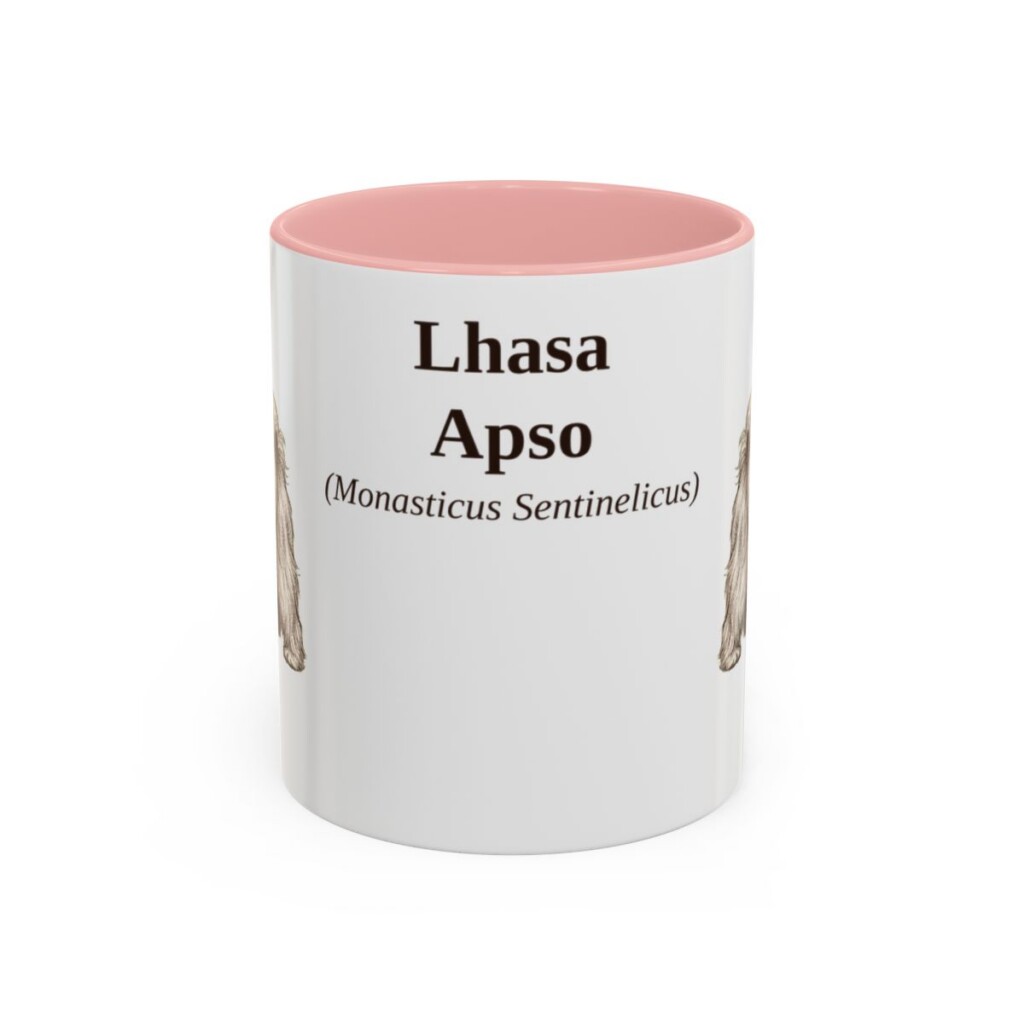 11oz Lhasa Apso Latin Mug, Pink, front view