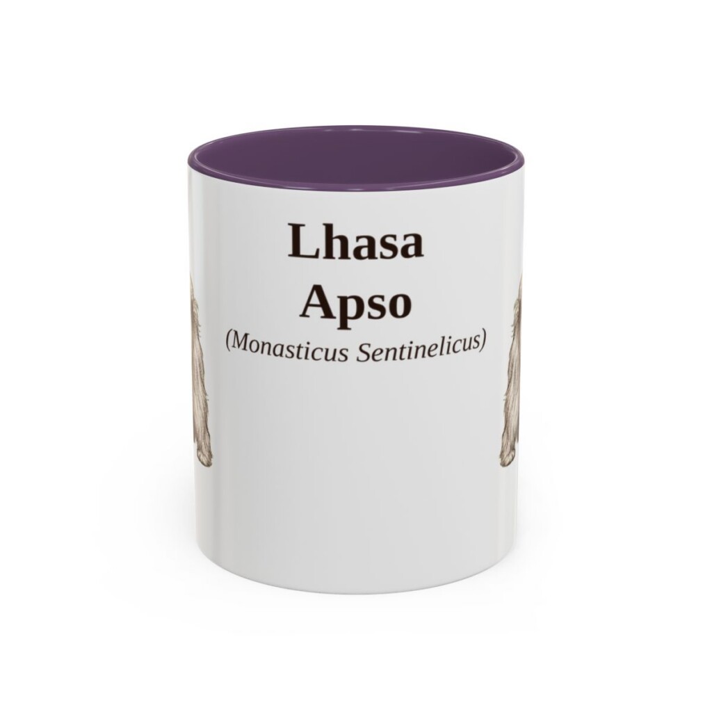 11oz Lhasa Apso Latin Mug, Purple, front view