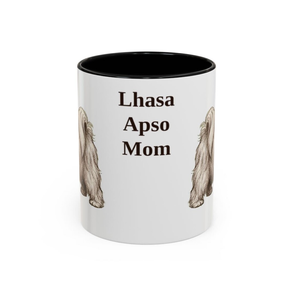11oz-lhasa-apso-mug-mom-black-front 11oz Lhasa Apso Dog Mom Mug, Black, front view