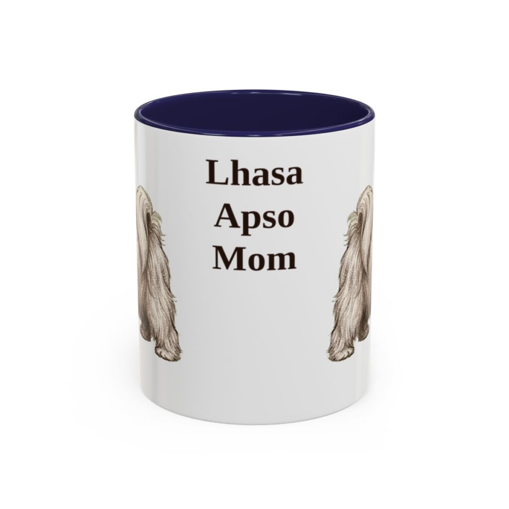 11oz-lhasa-apso-mug-mom-navy 11oz Lhasa Apso Dog Mom Mug, Navy, front view