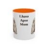 11oz-lhasa-apso-mug-mom-orange 11oz Lhasa Apso Dog Mom Mug, Orange, front view