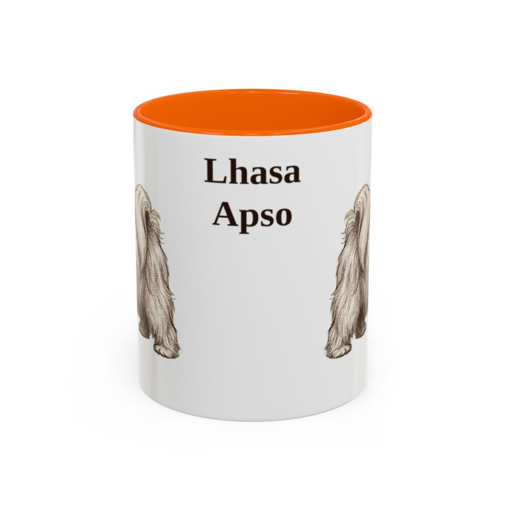 11oz Lhasa Apso Mug, Orange, front view