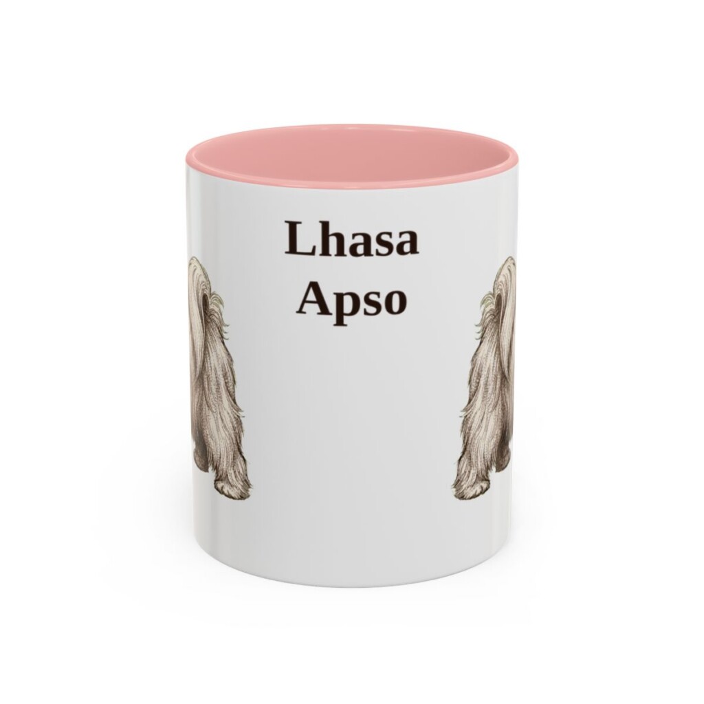 11oz Lhasa Apso Mug, Pink, front view