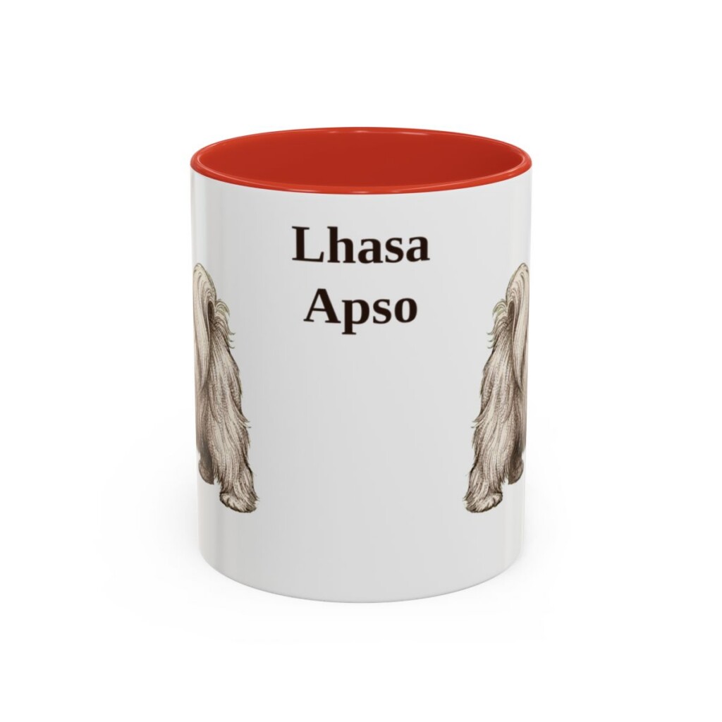 11oz Lhasa Apso Mug, Red, front view