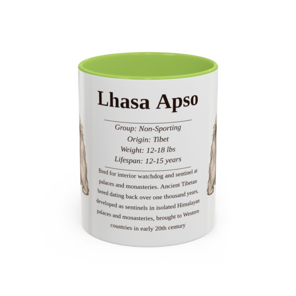 11oz Lhasa Apso Mug, Light Green, front view