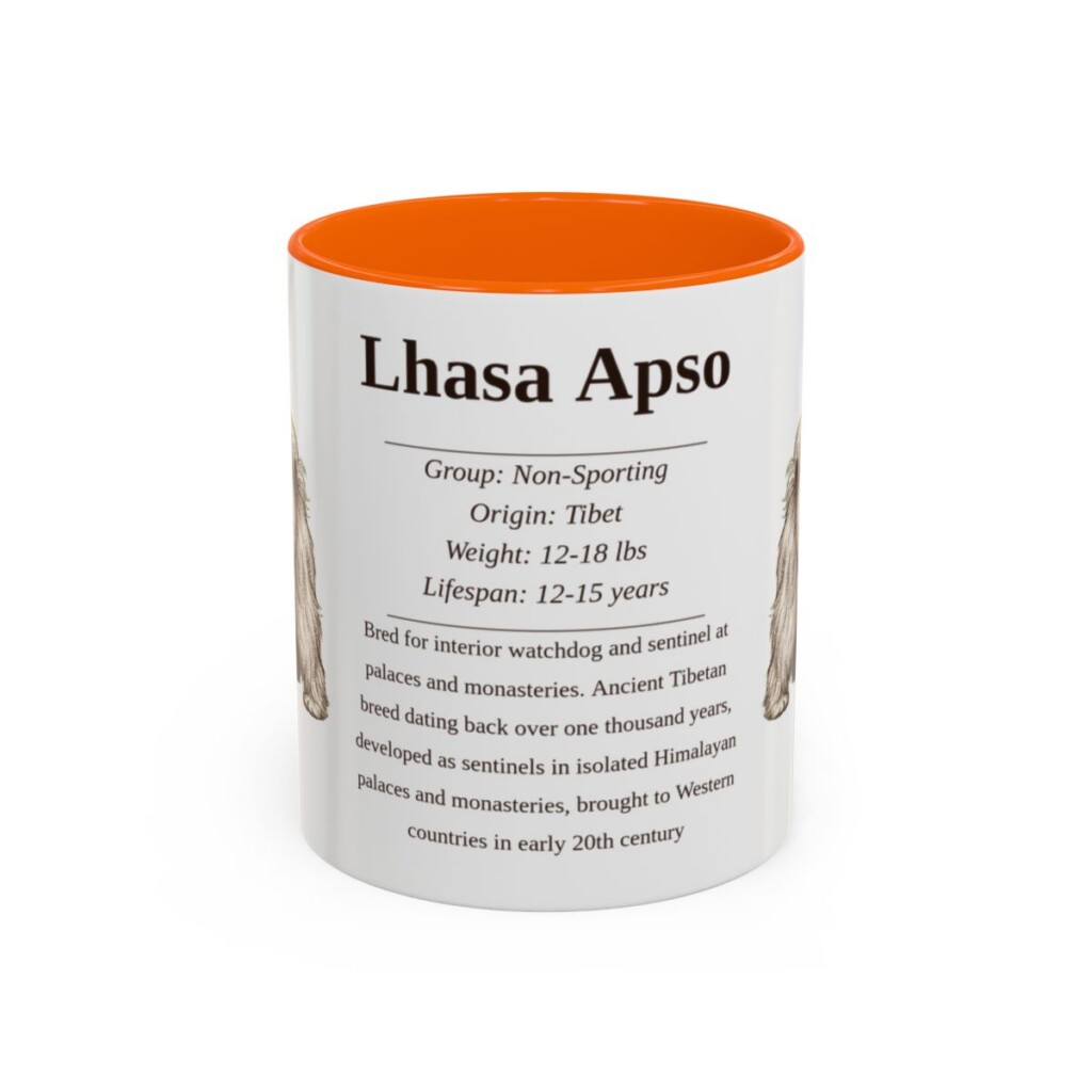 11oz Lhasa Apso Mug, Orange, front view