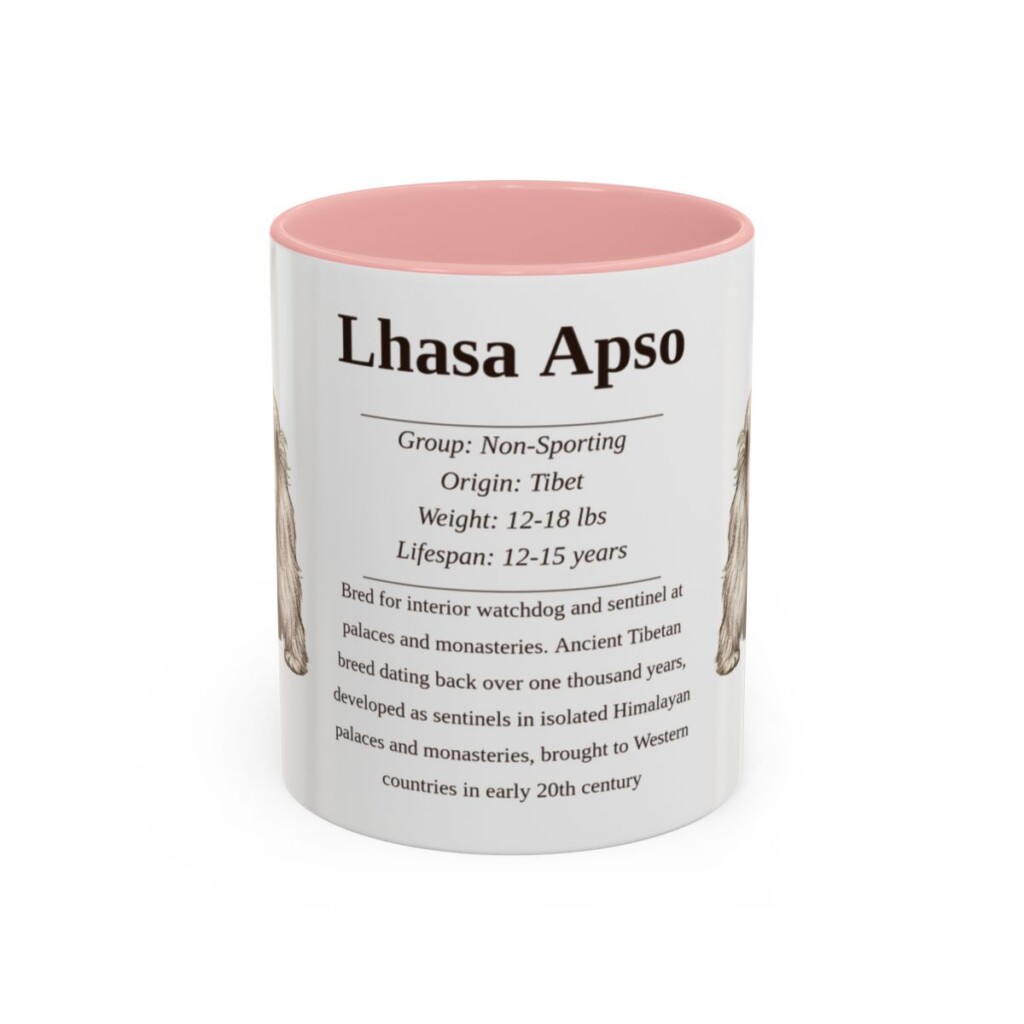 11oz Lhasa Apso Mug, Pink, front view