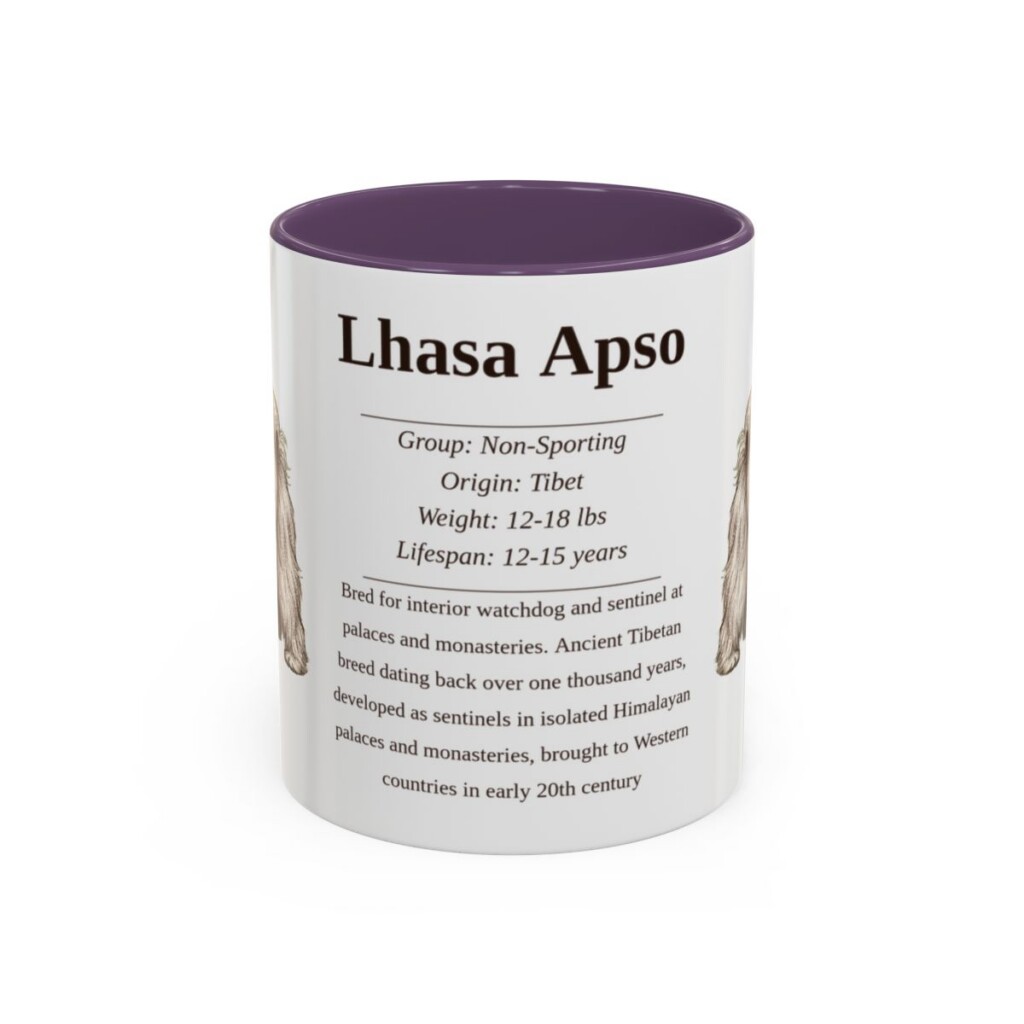 11oz Lhasa Apso Mug, Purple, front view