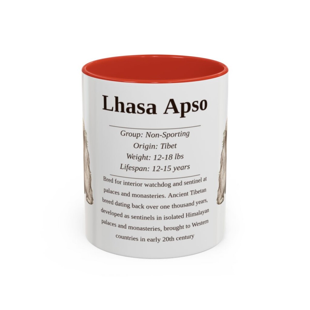 11oz Lhasa Apso Mug, Red, front view