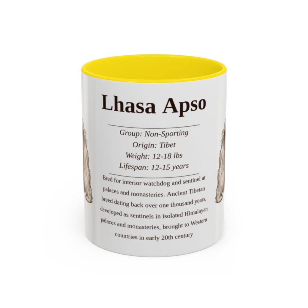 11oz Lhasa Apso Mug, Yellow, front view