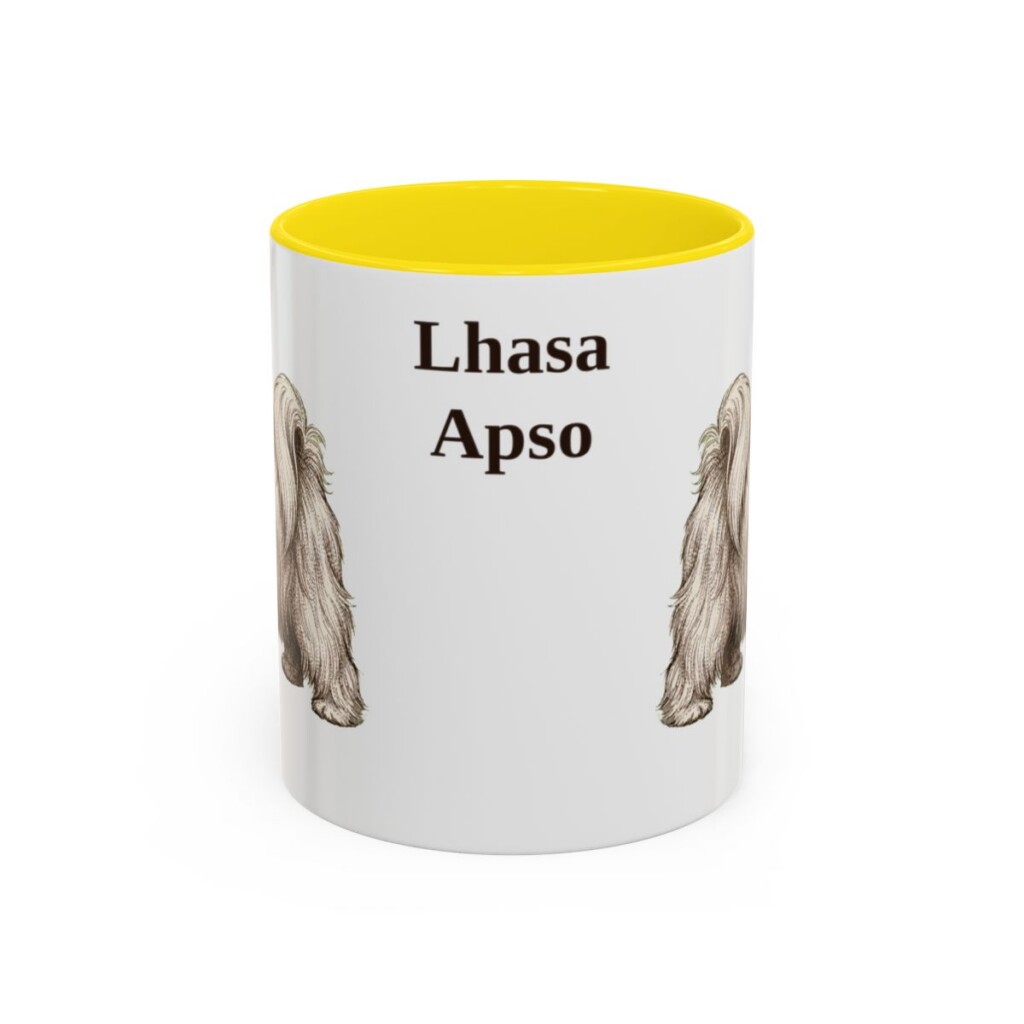 11oz Lhasa Apso Mug, Yellow, front view