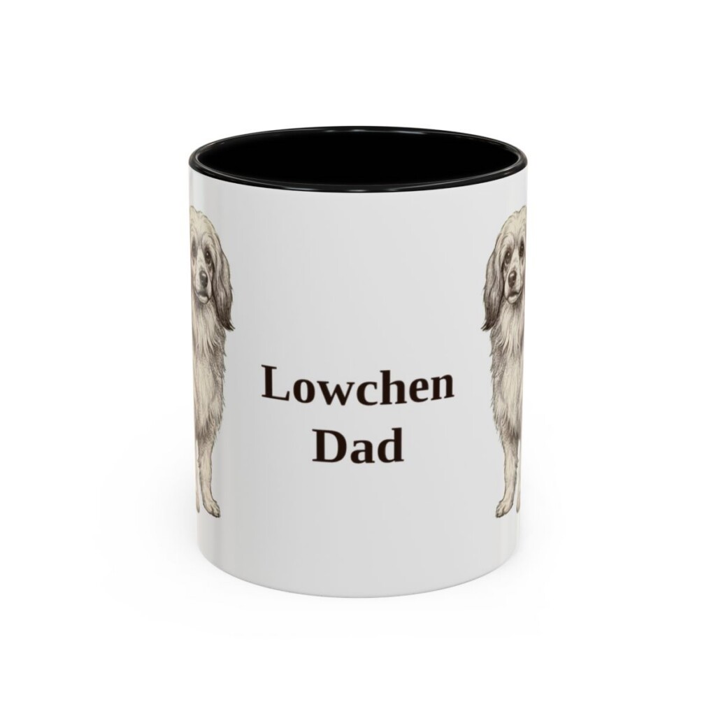 11oz Lowchen Dog Dad Mug, Black, front view