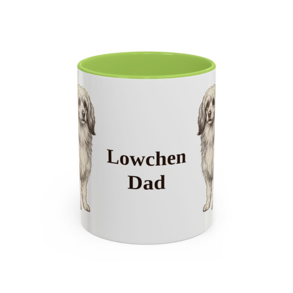 11oz Lowchen Dog Dad Mug, Light Green, front view