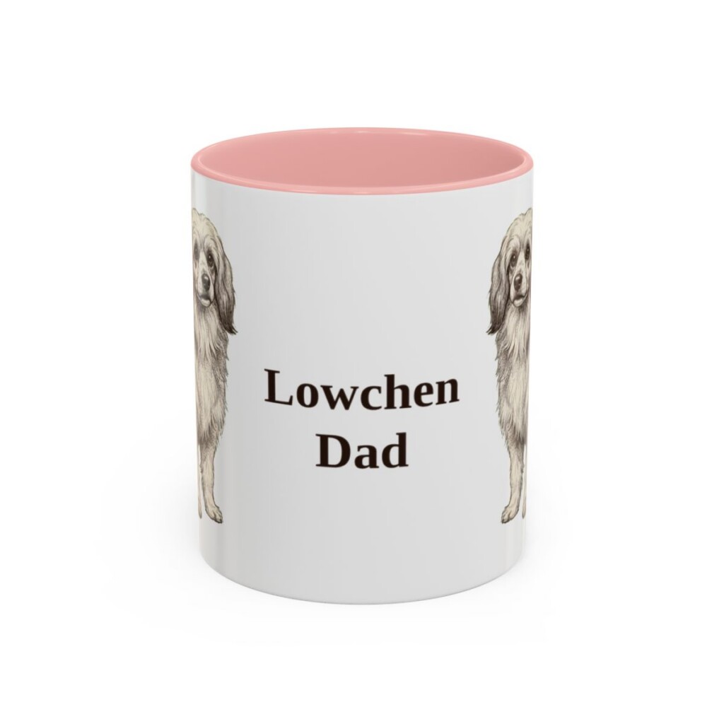 11oz Lowchen Dog Dad Mug, Pink, front view