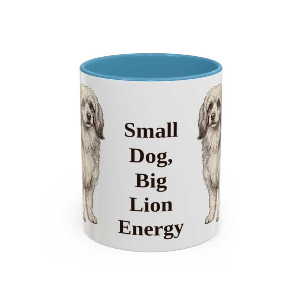 11oz Funny Lowchen Mug, Light Blue, front view