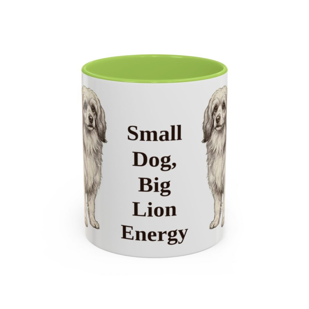 11oz Funny Lowchen Mug, Light Green, front view