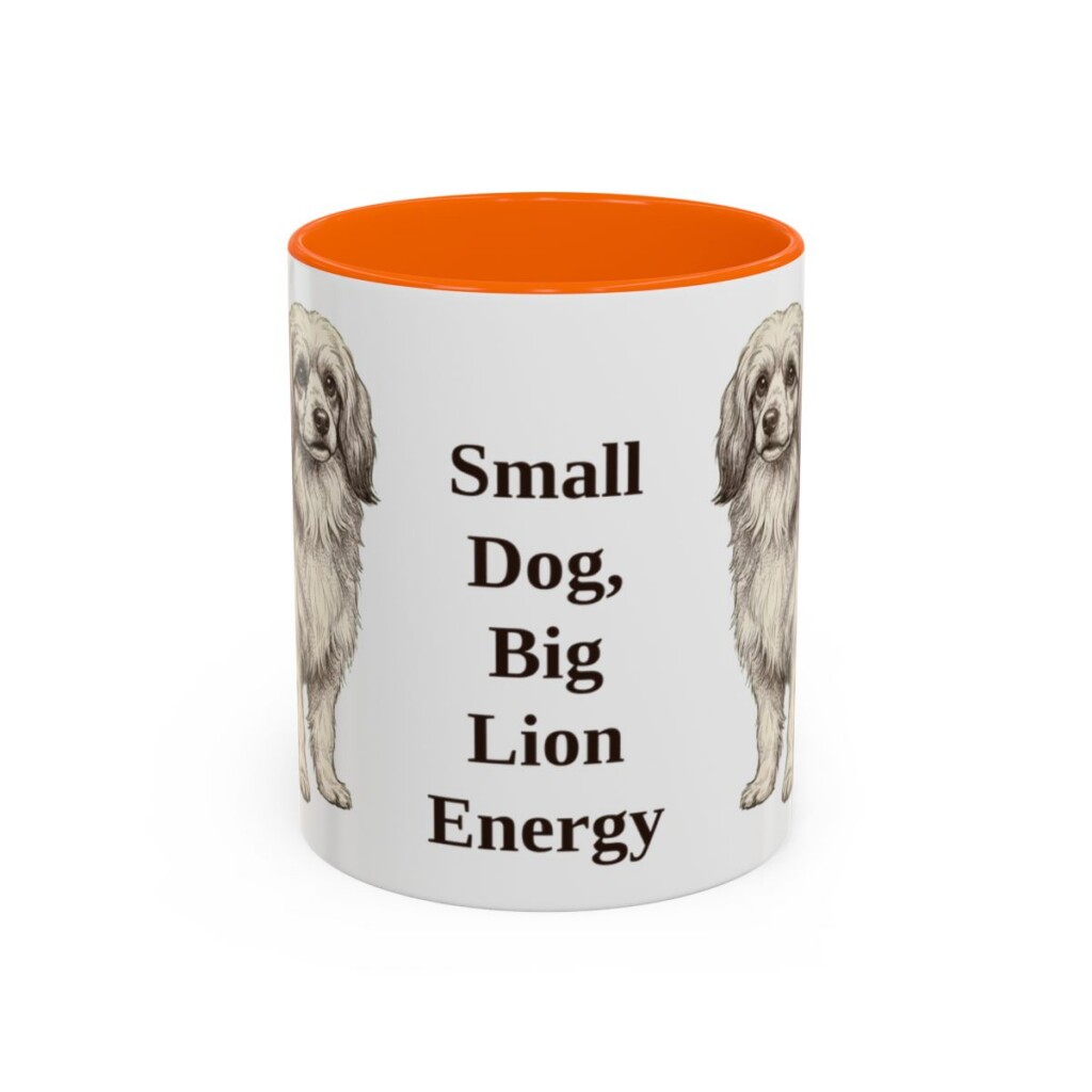 11oz Funny Lowchen Mug, Orange, front view