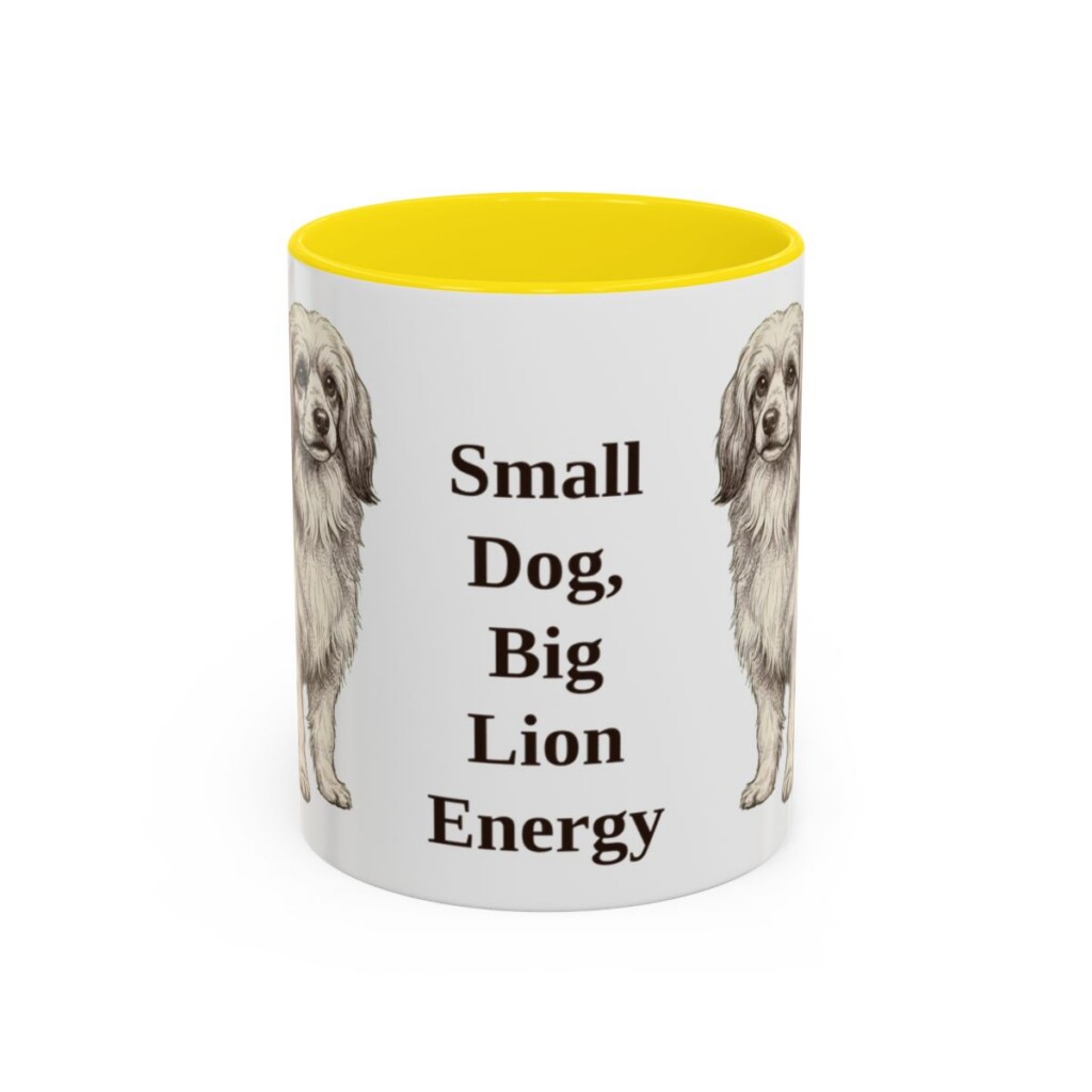 11oz Funny Lowchen Mug, Yellow, front view