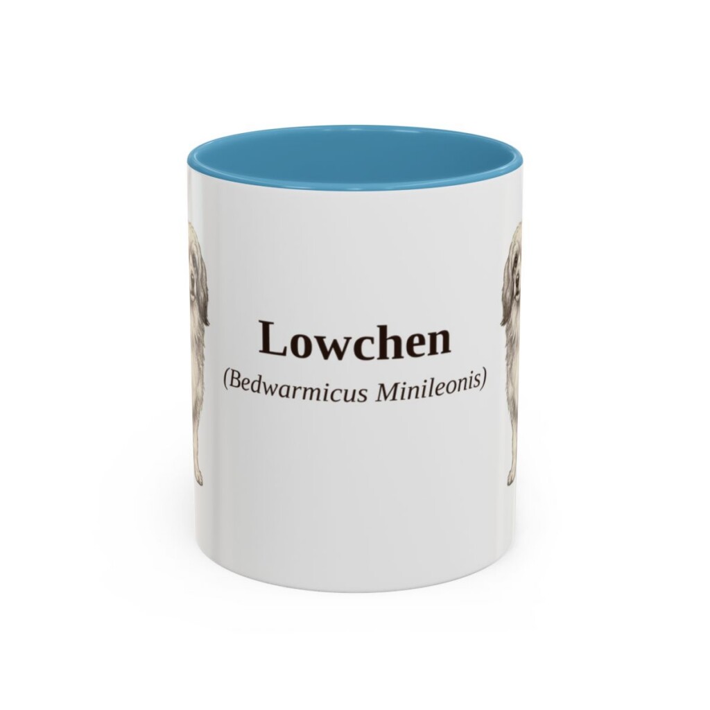 11oz Lowchen Latin Mug, Light Blue, front view