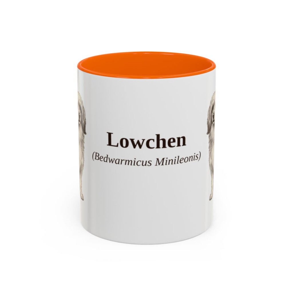 11oz Lowchen Latin Mug, Orange, front view
