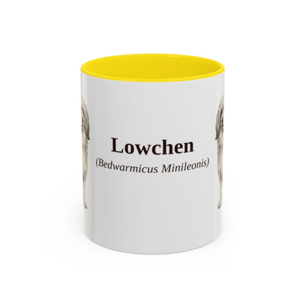11oz Lowchen Latin Mug, Yellow, front view