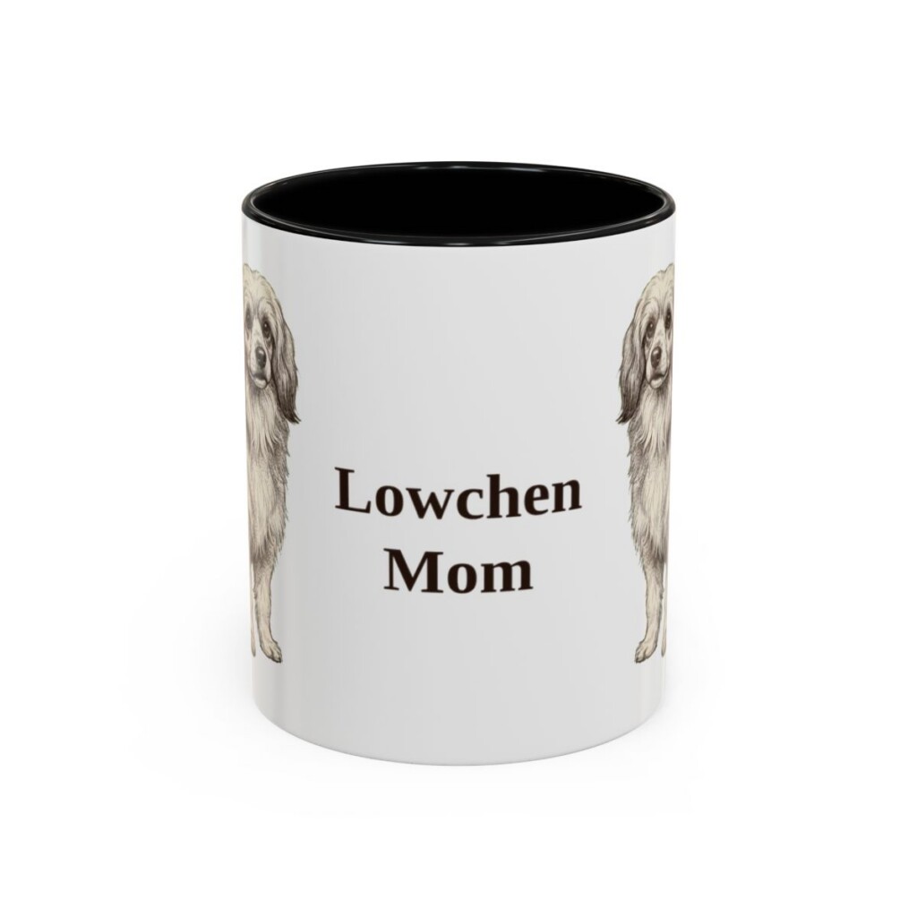 11oz Lowchen Dog Mom Mug, Black, front view