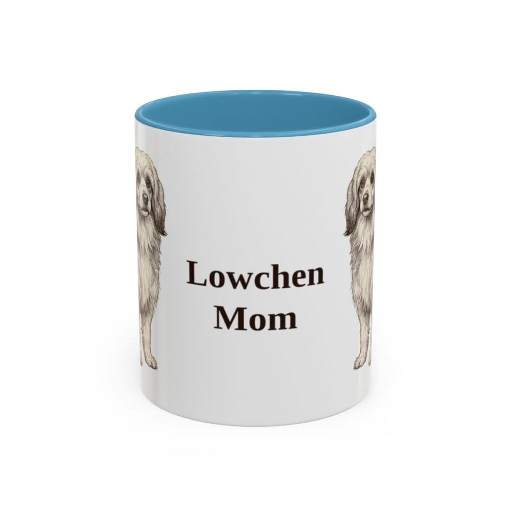 11oz Lowchen Dog Mom Mug, Light Blue, front view