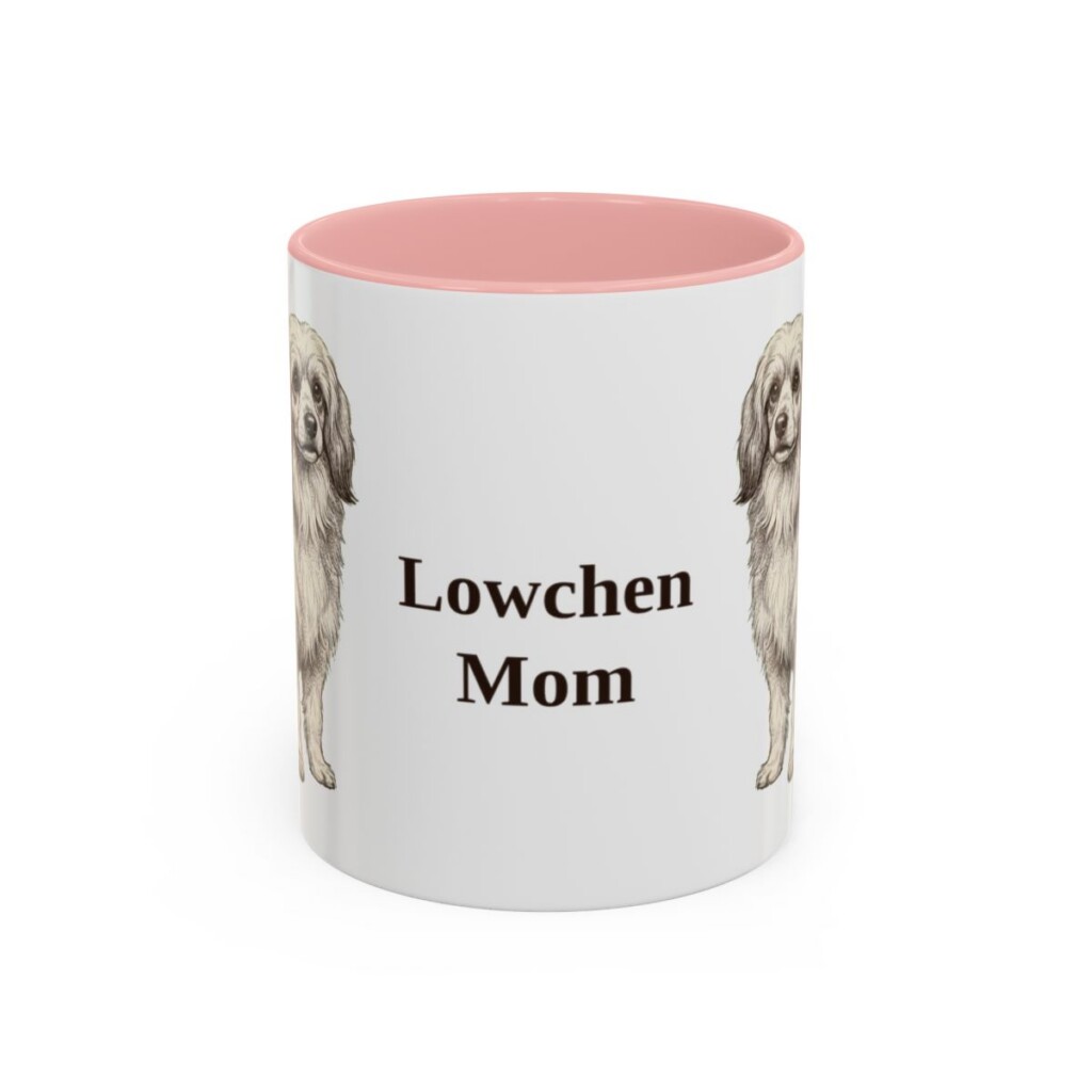 11oz Lowchen Dog Mom Mug, Pink, front view