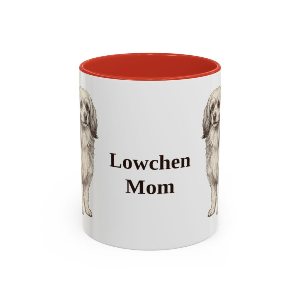 11oz Lowchen Dog Mom Mug, Red, front view