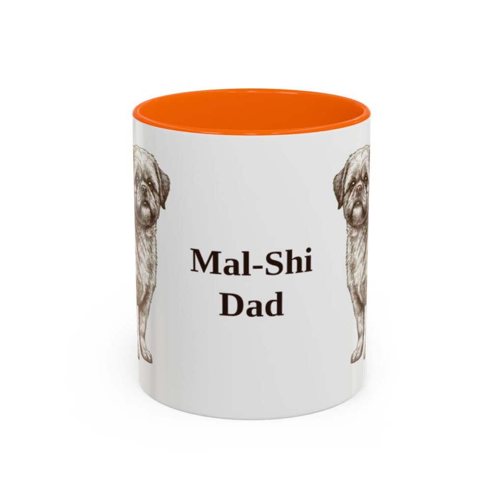 11oz Mal-Shi Dog Dad Mug, Orange, front view