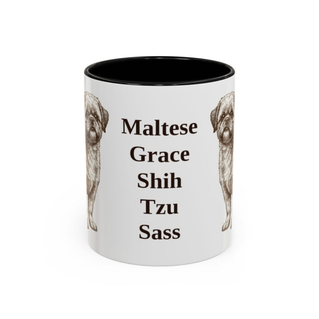 11oz Funny Mal-Shi Mug, Black, front view