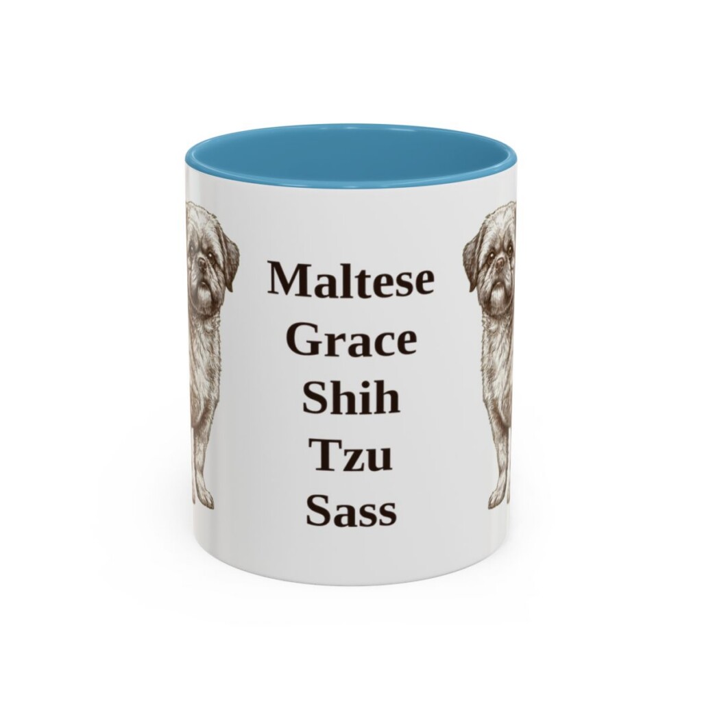 11oz Funny Mal-Shi Mug, Light Blue, front view