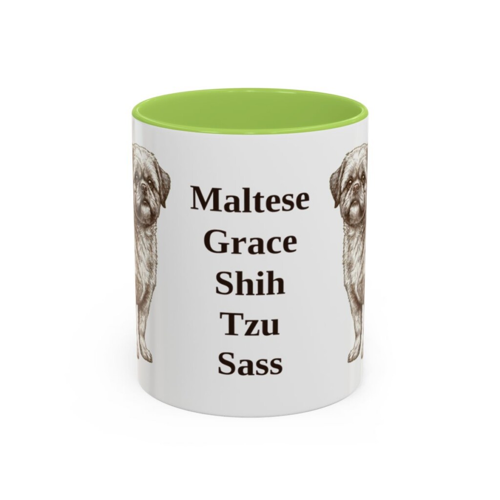 11oz Funny Mal-Shi Mug, Light Green, front view