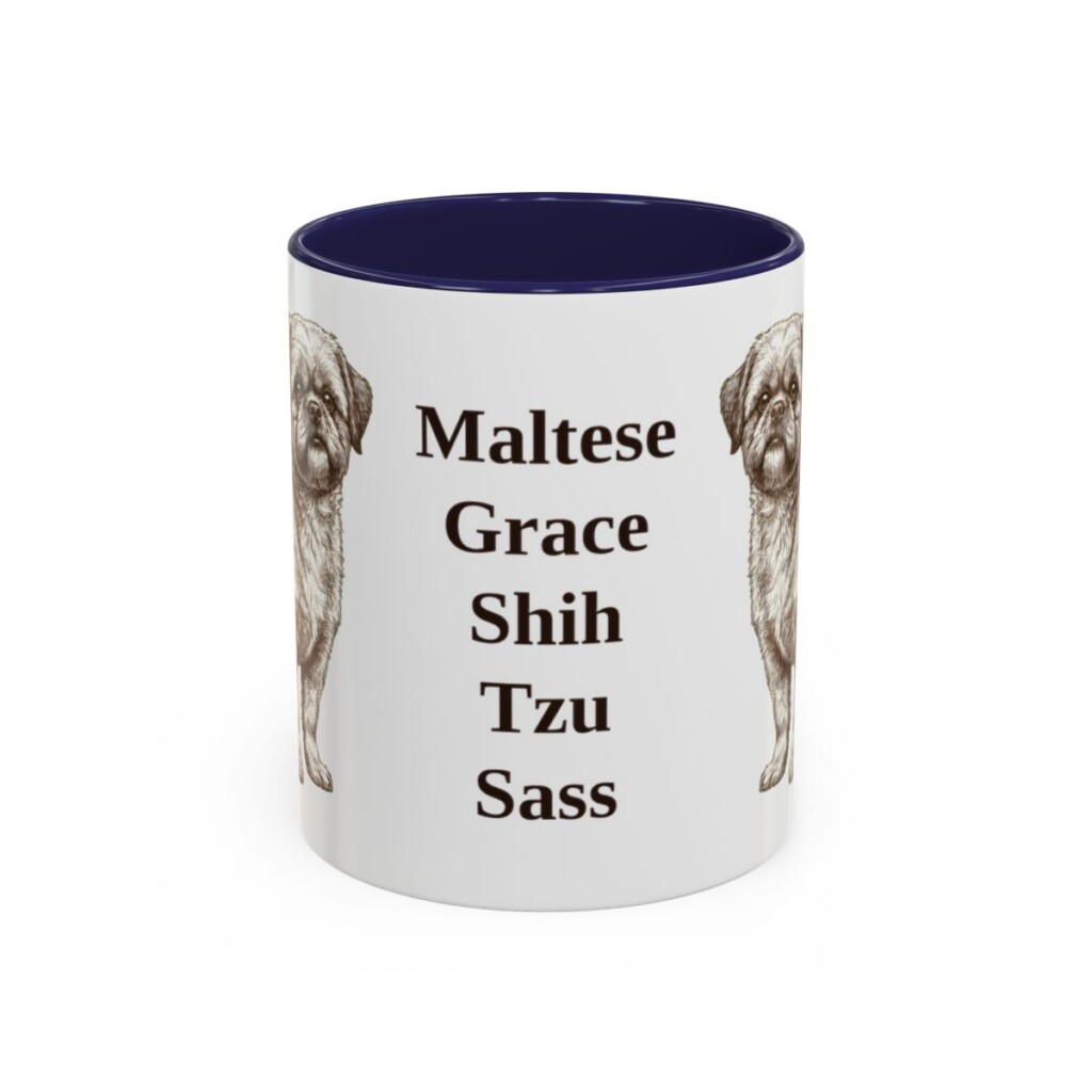 11oz Funny Mal-Shi Mug, Navy, front view