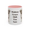 11oz Funny Mal-Shi Mug, Pink, front view